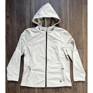 Spyder Womens Size XL Beige DryWEB Full-Zip Hooded Midweight Jacket